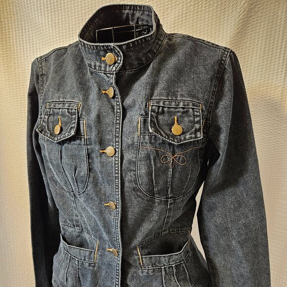 Lifeline Quiet Luxury Design Pocket Denim Blue Jean Jacket Size 36 (M) - Picture 4 of 15